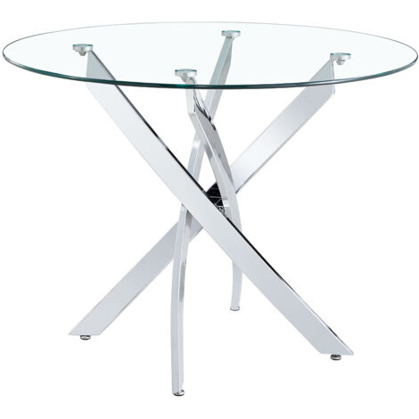 SALDOSYSTOCKS Mesa Redonda de Cristal Templado DT 120cm. Comedor o Cocina