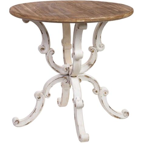 Mesa redonda de madera acabado envejecido D80x80x79h cm