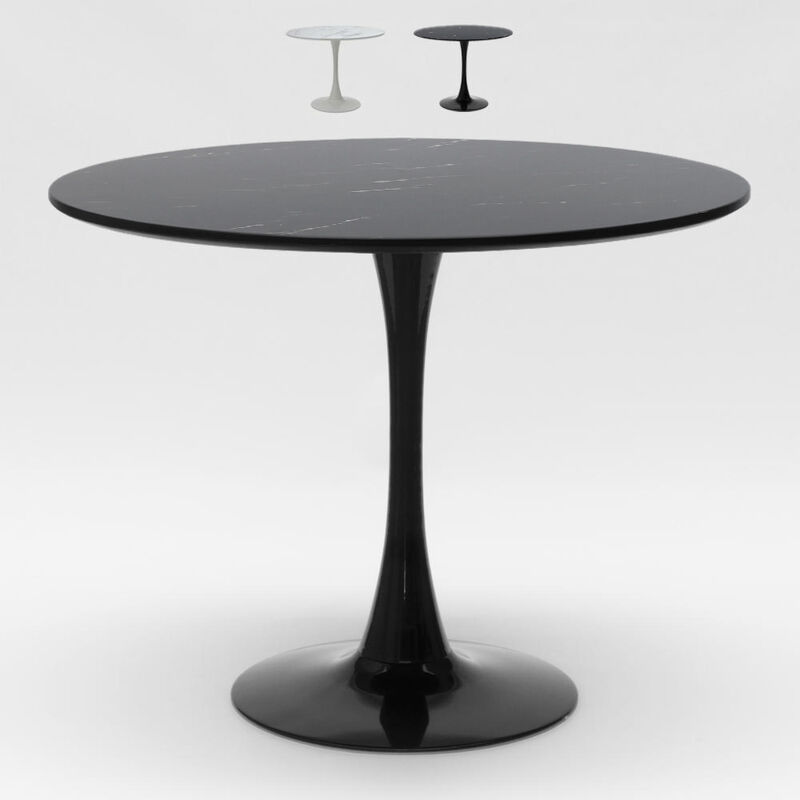 

Mesa redonda efecto mármol 80cm para comedor y restaurante Tulip Murmar 80 | Color: Negro