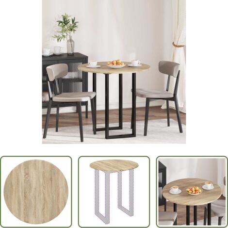 Mesa redonda -  Encimera Roble Sonoma 80 x 80 x 1,5 cm Madera de ingeniería