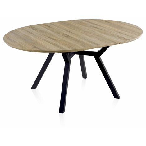 Mesa redonda extensible Aeris Negro - Roble 120cm (ancho) x 75cm (alto)