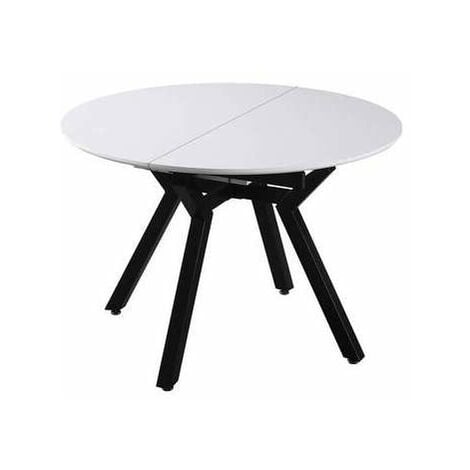 IMPT-HOME-DESIGN Mesa redonda extensible de comedor Coliseo acabado blanco, 75cm(alto) 110/150cm(ancho) 110cm(fondo)