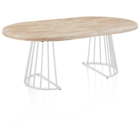 Mesa redonda extensible Meztil Blanco - Roble 120cm (ancho) x 76cm (alto)