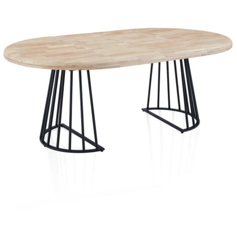 Mesa redonda extensible Meztil Negro - Roble 120cm (ancho) x 76cm (alto)