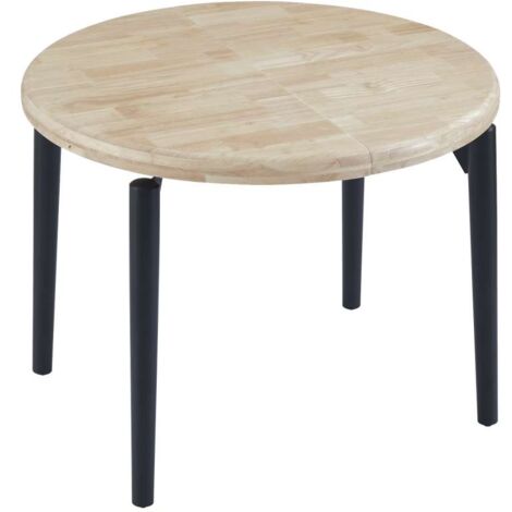 Mesa redonda extensible Moon acabado roble nordish/negro, 76cm(alto) 100/140/180cm(ancho) 100cm(largo)