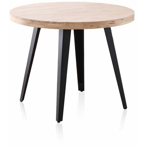 Mesa redonda fija Berg Negro - Roble 100cm (ancho) x 78cm (alto)