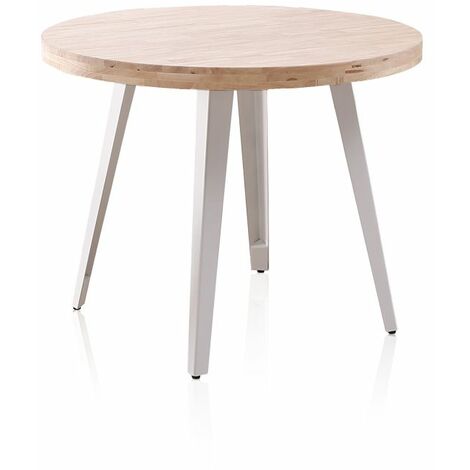 Mesa redonda fija Berg Roble - Blanco 100cm (ancho) x 78cm (alto)