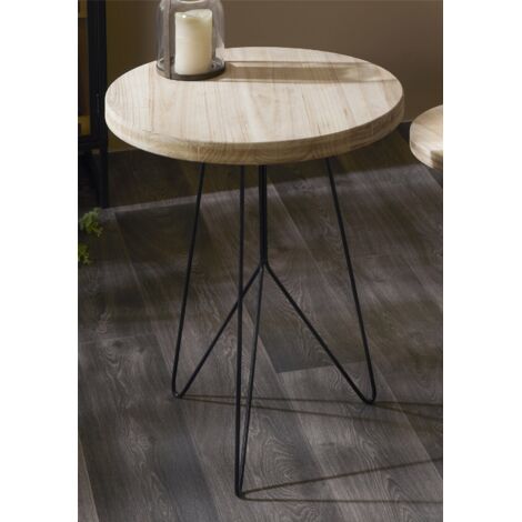 Mesa Redonda Madera Nat. C/Patas Negras 66 Cms. 55Dx66 Cms