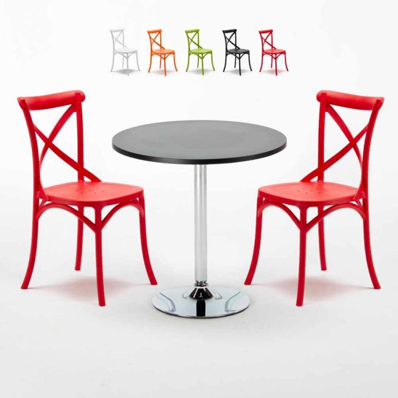 

Mesa Redonda Negra Con 2 Sillas De Colores Interior Bar Vintage Cosmopolitan | Color: Rojo