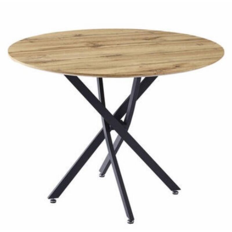 

Mesa redonda Nesy tapa efecto madera y patas metálicas 75 cm(alto)100 cm(ancho)100 cm(largo) Color Patas Negras