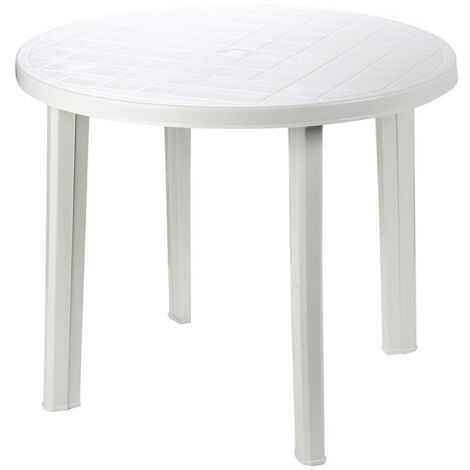 Mesa redonda para exterior. color: blanco ø90x72cm ipae progarden