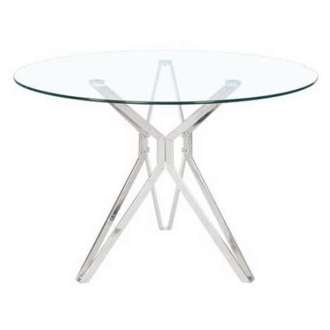 Mesa redonda River tapa cristal y patas de acero  75 cm(alto)110 cm(ancho)