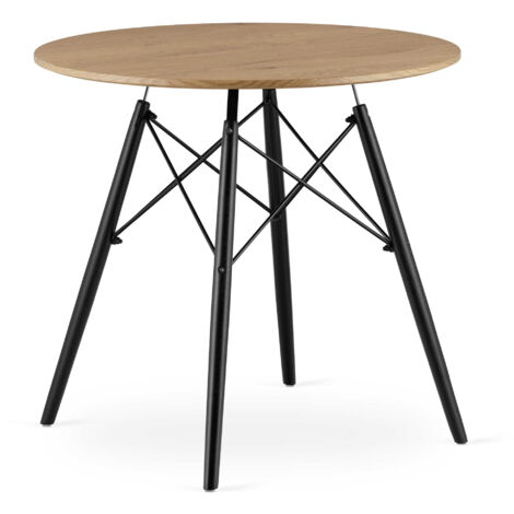Mesa redonda Valora KOVA roble negro moderna Ø80 cm para comedor