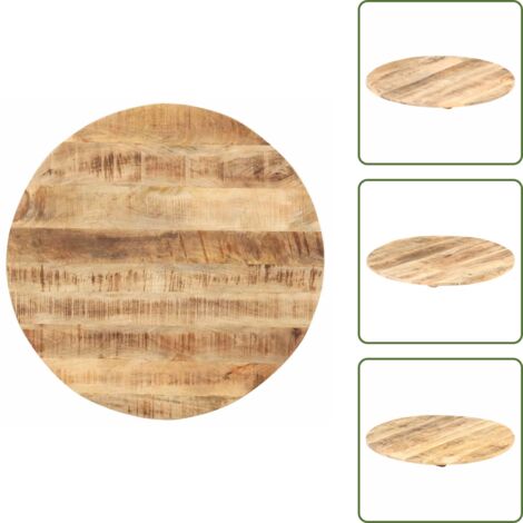 Mesa redonda - vidaXL Superficie de mesa redonda madera maciza de mango 15-16 mm 50cm - Acabado industrial