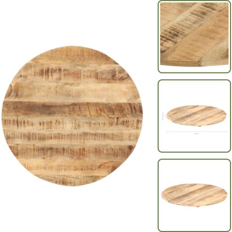 Mesa redonda - vidaXL Superficie de mesa redonda madera maciza de mango 15-16 mm 60cm - Acabado industrial