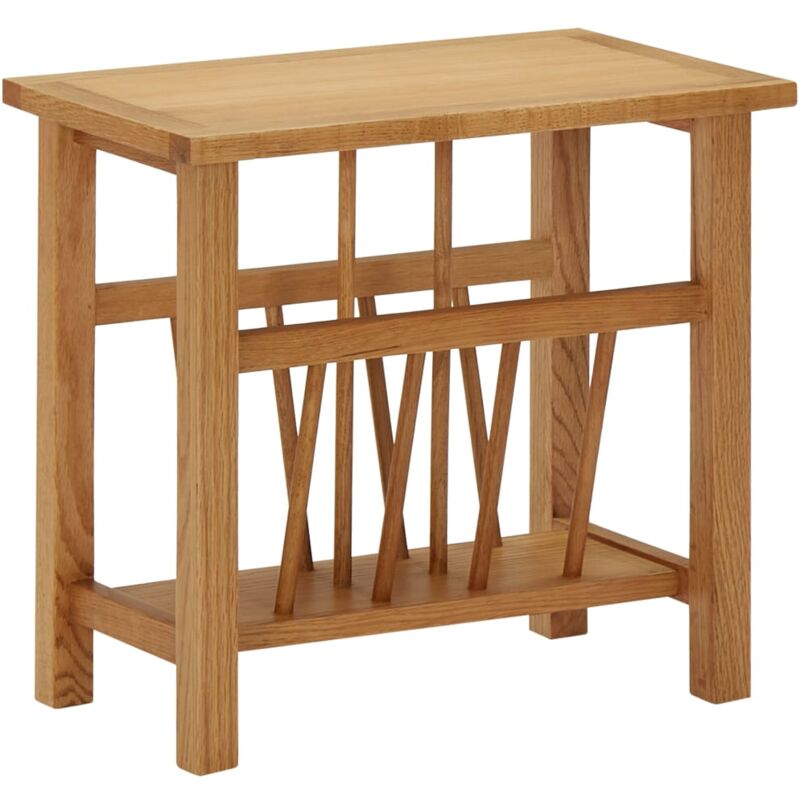 

vidaXL Mesa revistero madera maciza de roble 45x27x42 cm - Marrón