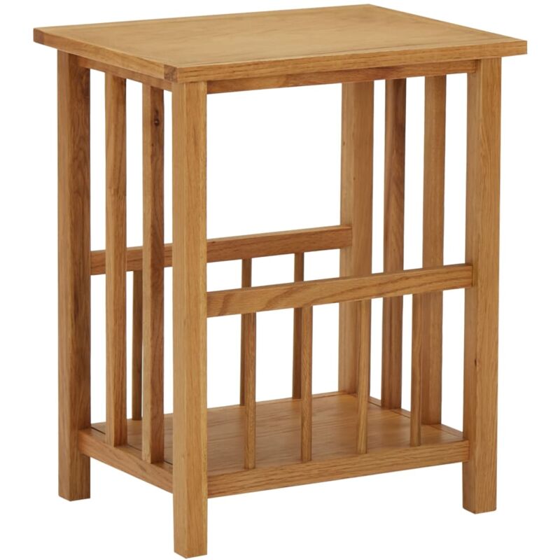 

vidaXL Mesa revistero madera maciza de roble 45x35x55 cm - Marrón