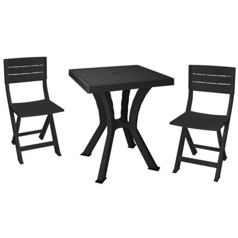 Mesa Rigoletto de polipropileno, 60 x 60 cm, color antracita PLASTICO ALTO SELLE