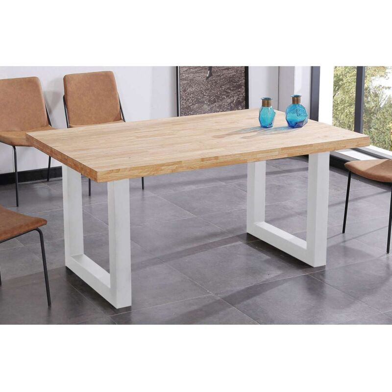 

Mesa salon fija Loft color roble estructura blanca o negra 75 cm(alto)160 cm(ancho)100 cm(largo) Color ROBLE CLARO/BLANCO