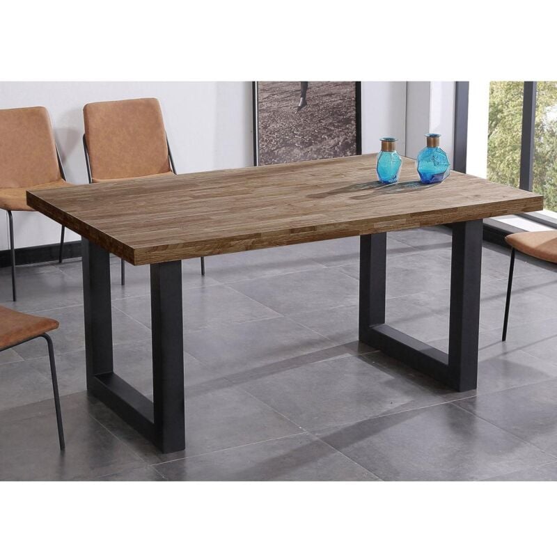 

Mesa salon fija Loft color roble estructura blanca o negra 75 cm(alto)160 cm(ancho)100 cm(largo) Color ROBLE OSCURO/NEGRO