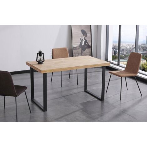 Mesa salón fija Natural roble nordish estructura negra 140 cm(ancho)80 cm(largo) 76,5 cm(alto)