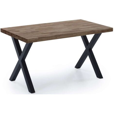 Mesa salon fija X-Loft-140 acabado roble american/negro, 76 cm(alto)140 cm(ancho)80 cm(largo)
