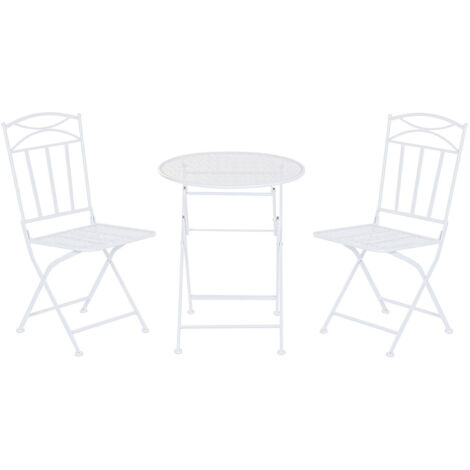 Mesa Set 3 Hierro 60X60X70 Hojas Blanco