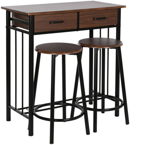 Mesa Set 3 Metal Mdf 80X50X84 32X32X45 Negro