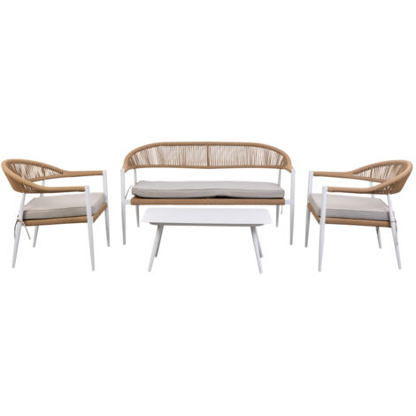 Mesa, sofa y 2 sillones multicolor 100x55x45,68x69x75,138x69x75