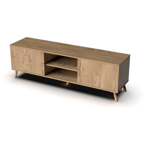 Mesa television Oslo 2 puertas y 2 huecos en acabado color roble gold, 50 cm(alto)160 cm(ancho)40 cm(largo)