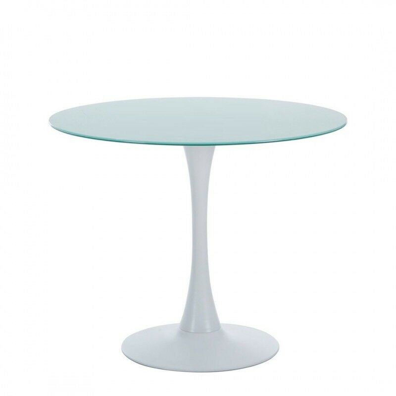 

BHD - Mesa TUL, metal, tapa de cristal blanco, 90 cms de diámetro