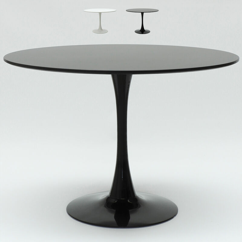 

Mesa Tulip 120 cm redonda en blanco y negro para salón bar cocina restaurante | Color: Negro