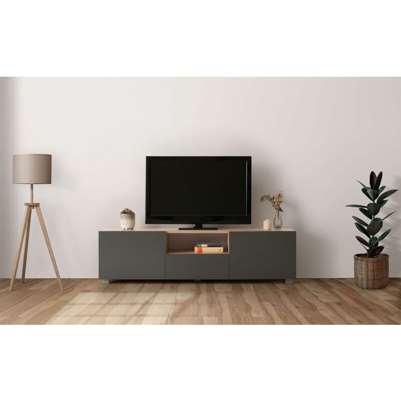 

Myoshome - Mesa TV Color Roble Polar y Blanco 120 x 40 x 41 cm Hera