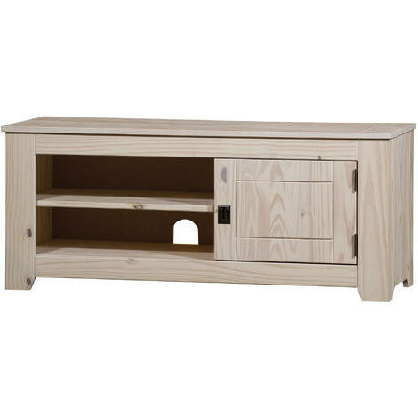 Mesa tv de madera maciza de estilo rústico en color blanco - BLANCO