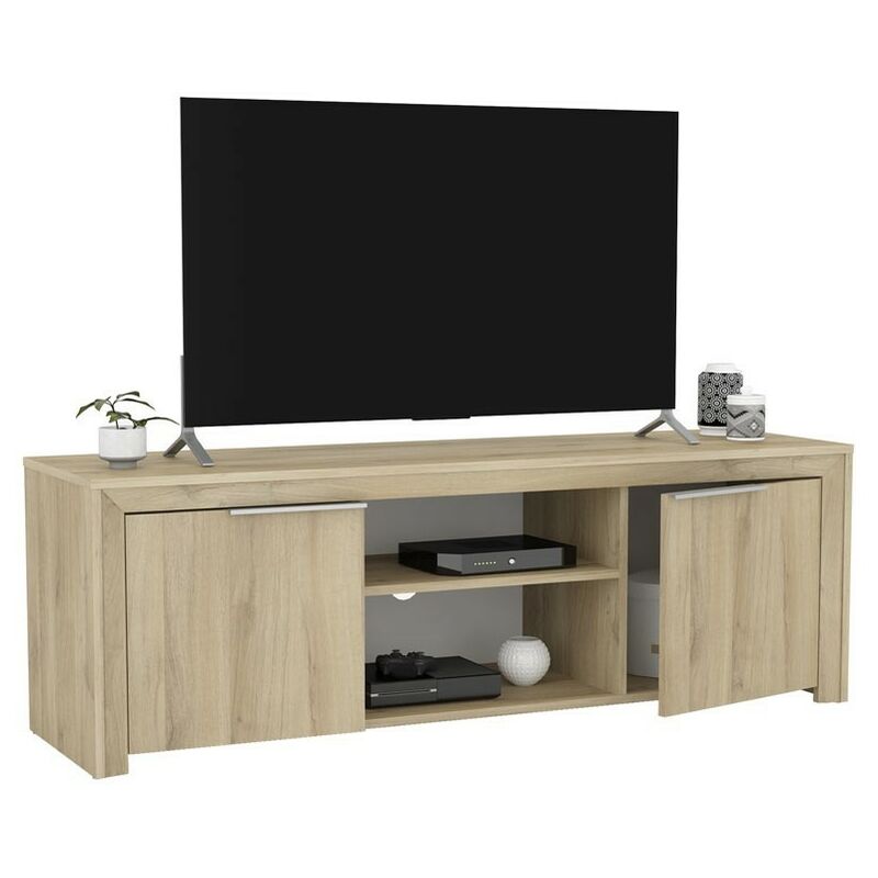 

Mesa TV Moly salón Mueble Tele Comedor Estilo Moderno 2 Puertas 2 Huecos 140 cm