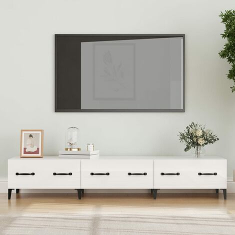 Mueble TV con ruedas Antalia blanco brillo 150 cm 
