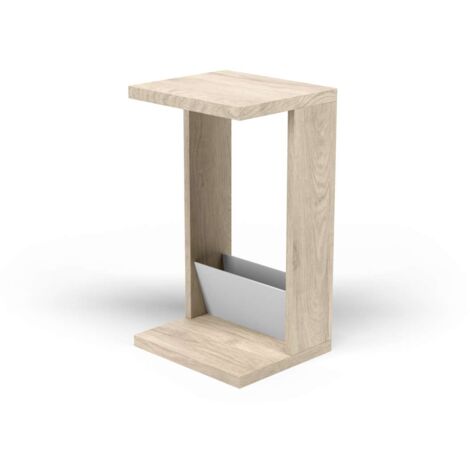 Mesa velador 553 para salón acabado roble claro/blanco, 71 cm(alto)40 cm(ancho)35 cm(largo)