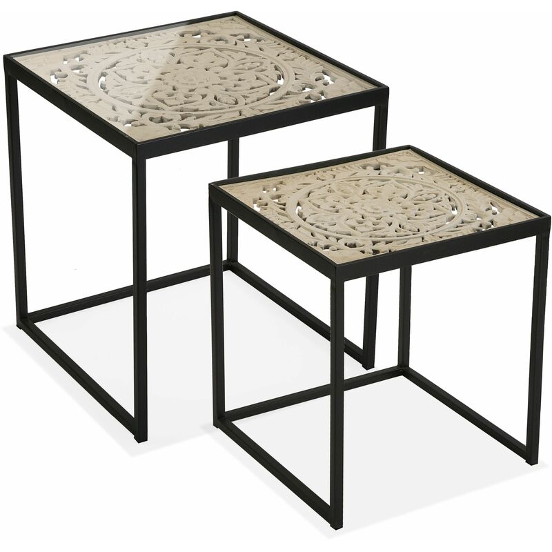 Versa - Tamar Table d'appoint, Table basse auxiliaire moderne, 50x45x45cm - Noir