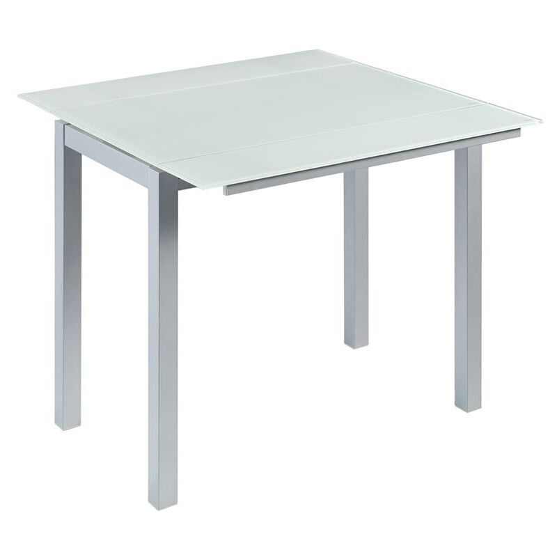 

Velocimuebles - Mesa Vidrio Cristal Blanco Rectangular Extensible Cocina Patas Gris 95x76x55-95