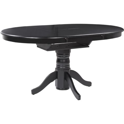 Mesa vintage retro de comedor extensible de madera con pedestal negro 106/150 x 106 cm Akron