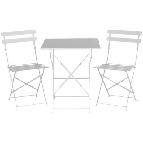 Mesa y 2 sillas de metal blanco Rimini