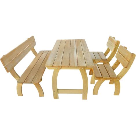 Mesa y banco de exterior 4 piezas de madera de pino impregnada vidaXL