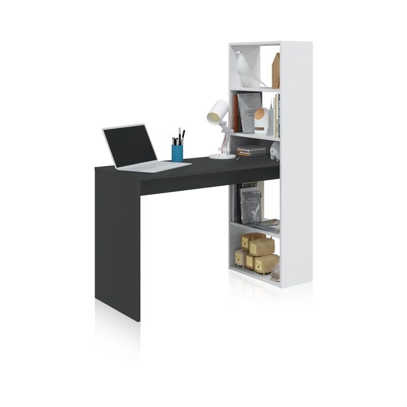 

Mesa de escritorio con estantería DuploBlanco Artik (Blanco Mate) - Gris Antracita