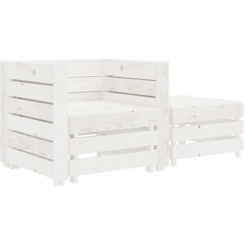 

vidaXL Mesa y silla de palés para jardín 2 piezas madera blanca - Blanco