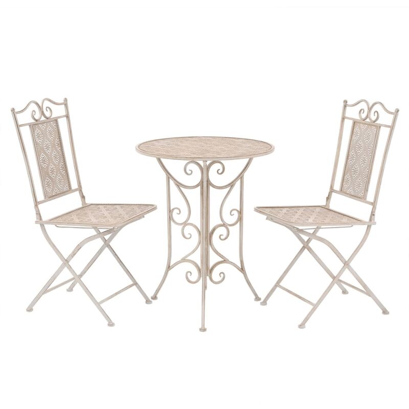 

Mesa y sillas bistró de jardín 3 piezas acero blanco - Blanco