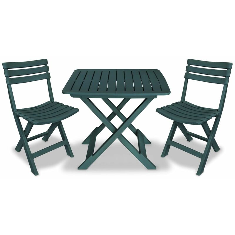 

Mesa y sillas bistró de jardín plegables 3 pzas plástico verde - Verde