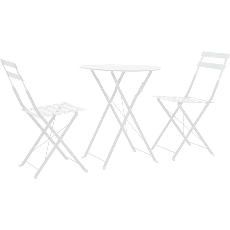 

Mesa y sillas bistró de jardín 3 piezas acero blanco - Blanco - Vidaxl