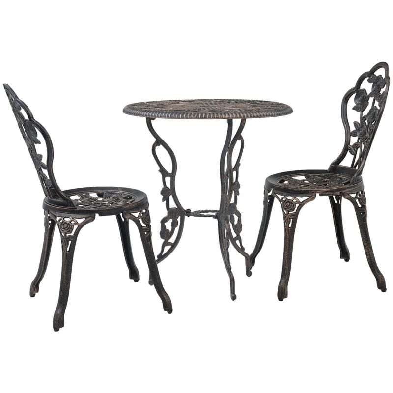 

Mesa y sillas bistró de jardín 3 piezas aluminio fundido