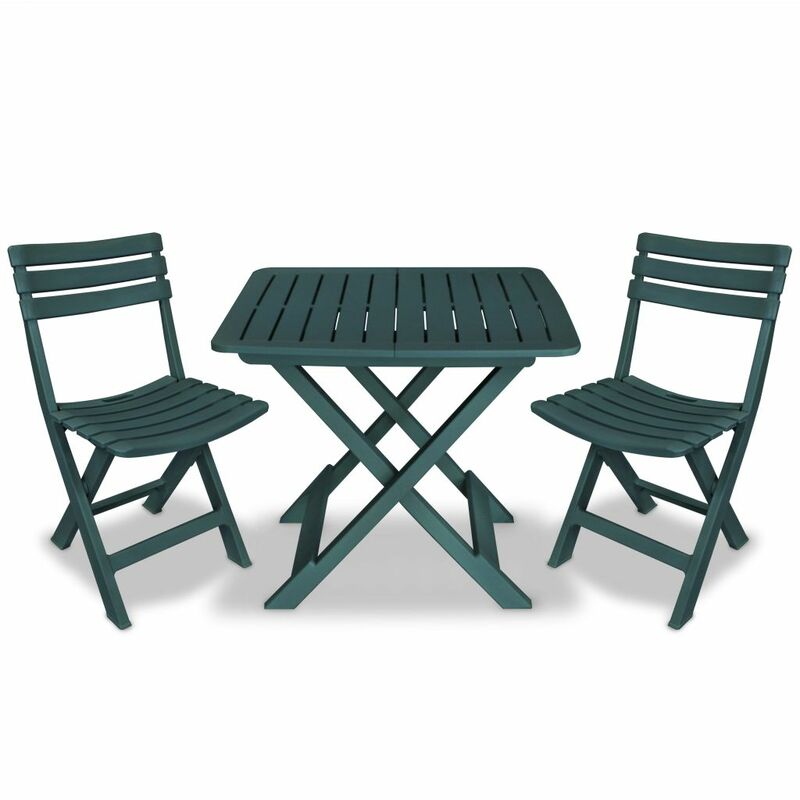 

Mesa y sillas bistró de jardín plegables 3 pzas plástico verde