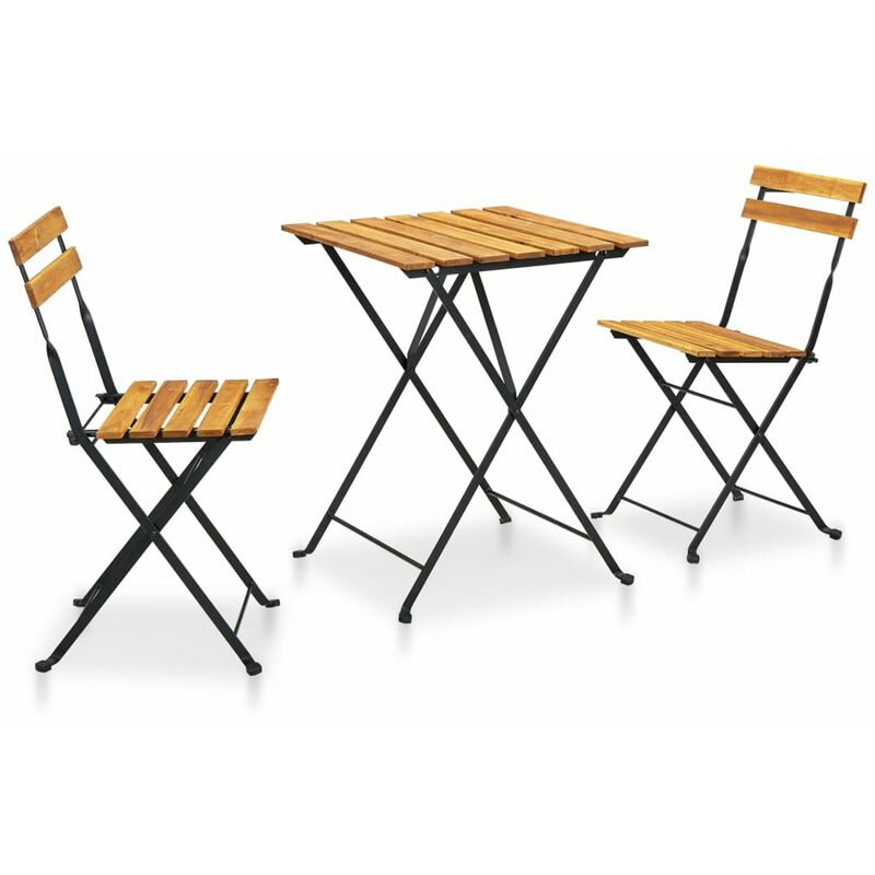 

Mesa y sillas bistro plegables 3 pzas madera maciza de acacia